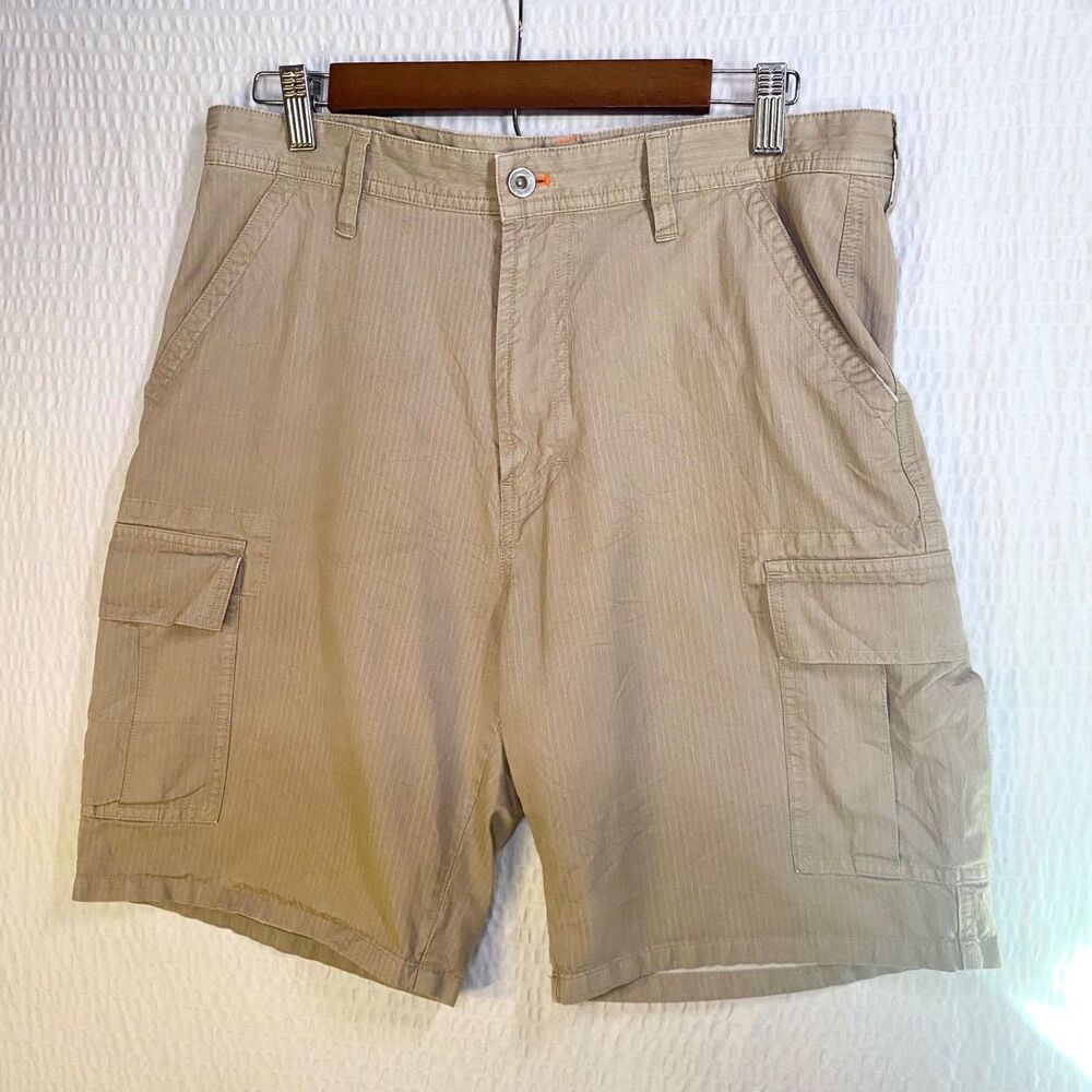Faconnable Men's Shorts Beige Tan Herringbone Cargo Size 32